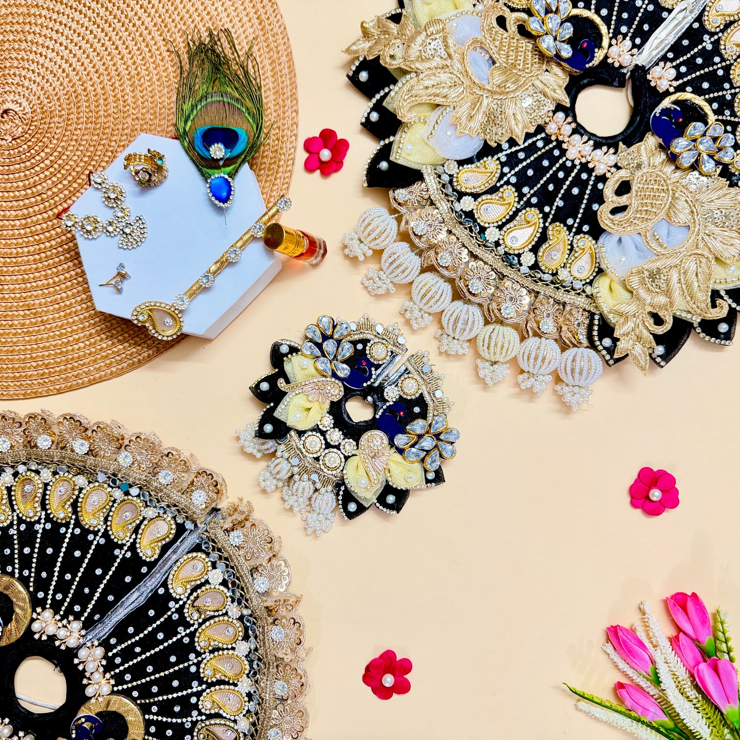 Designer Black Bal Gopal Poshak with Mukut, Bansuri & Surprise Gift