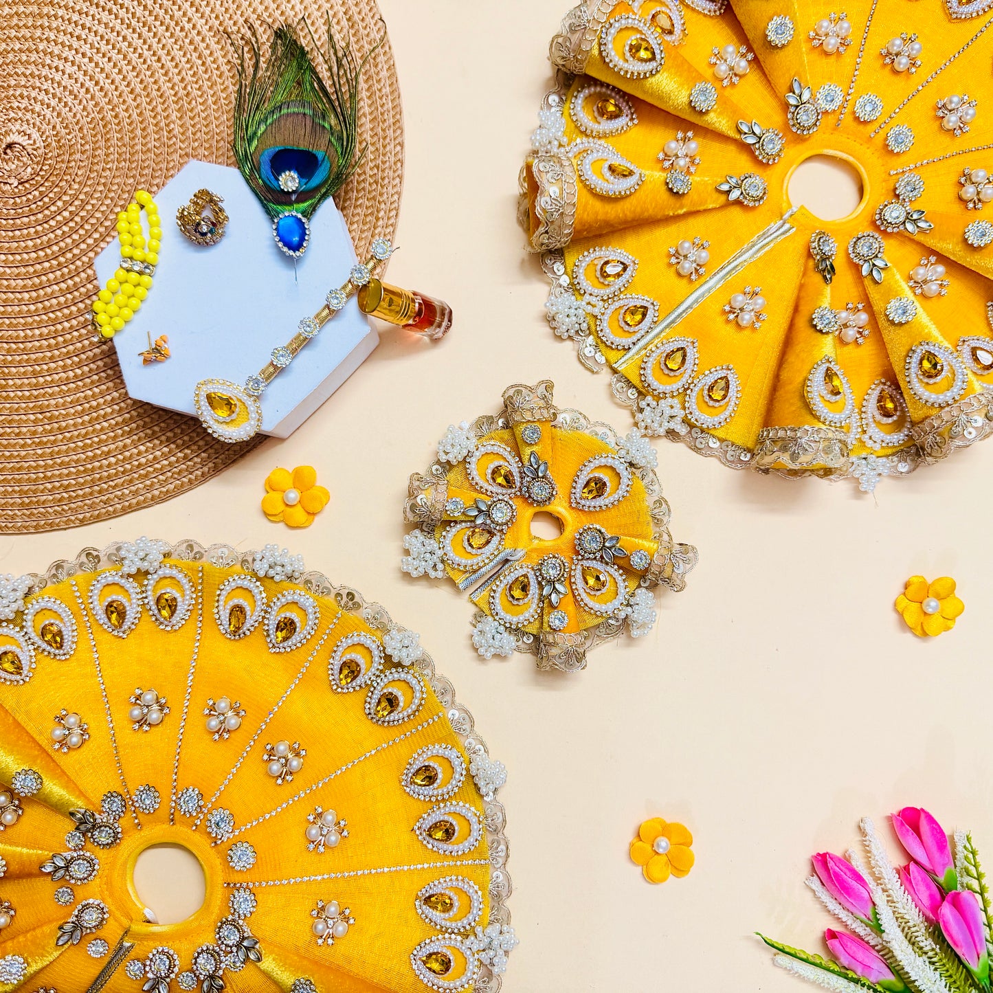 Laddu Gopal Cone Dress with Mukut & Surprise Gift