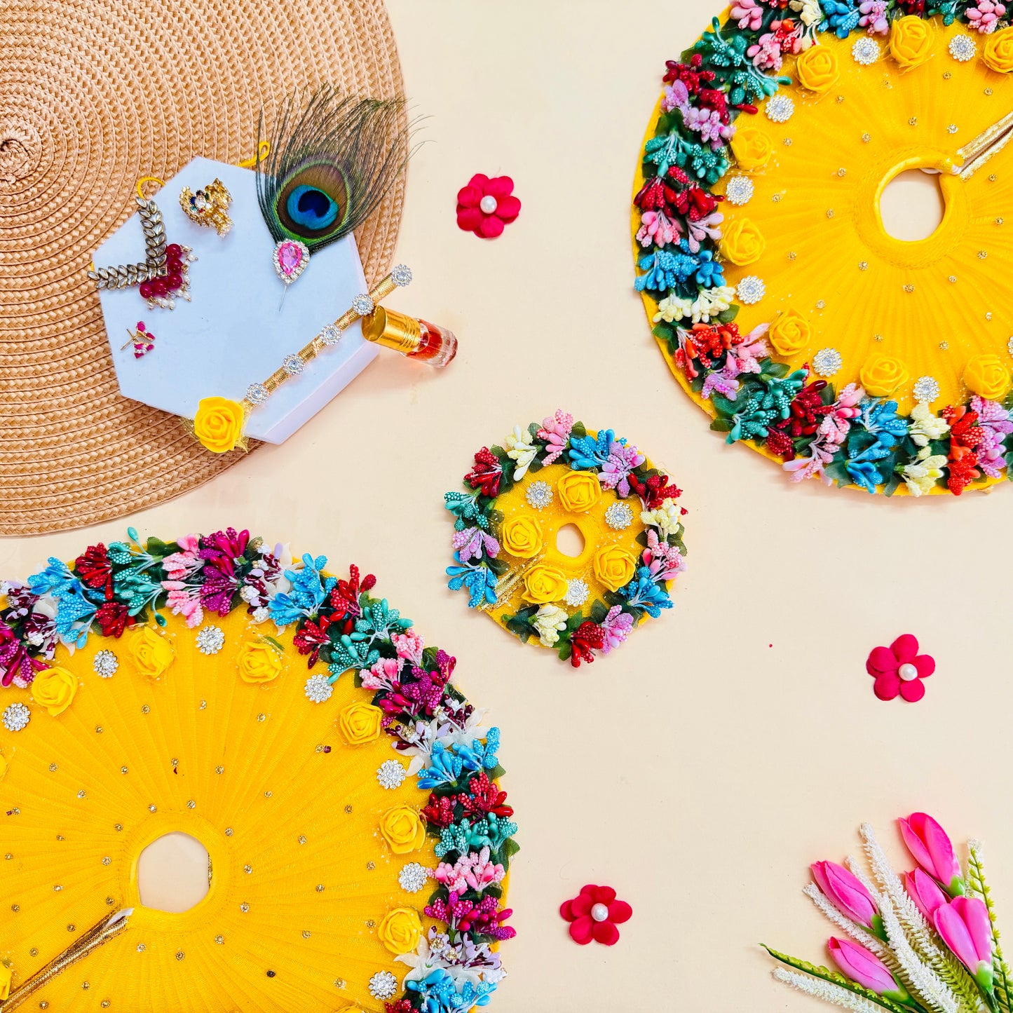 Kanhaji Pollen Flower Dress with Mukut, Bansuri and a Surprise Gift