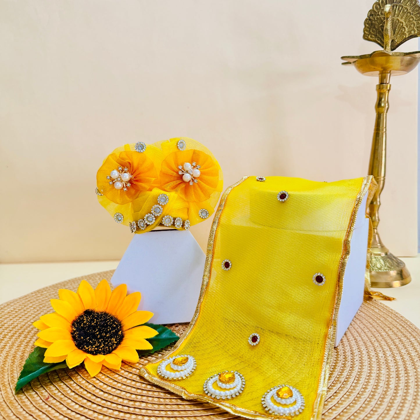 Laddu Gopal Flower Dress with Mukut, Bansuri and a Surprise Gift