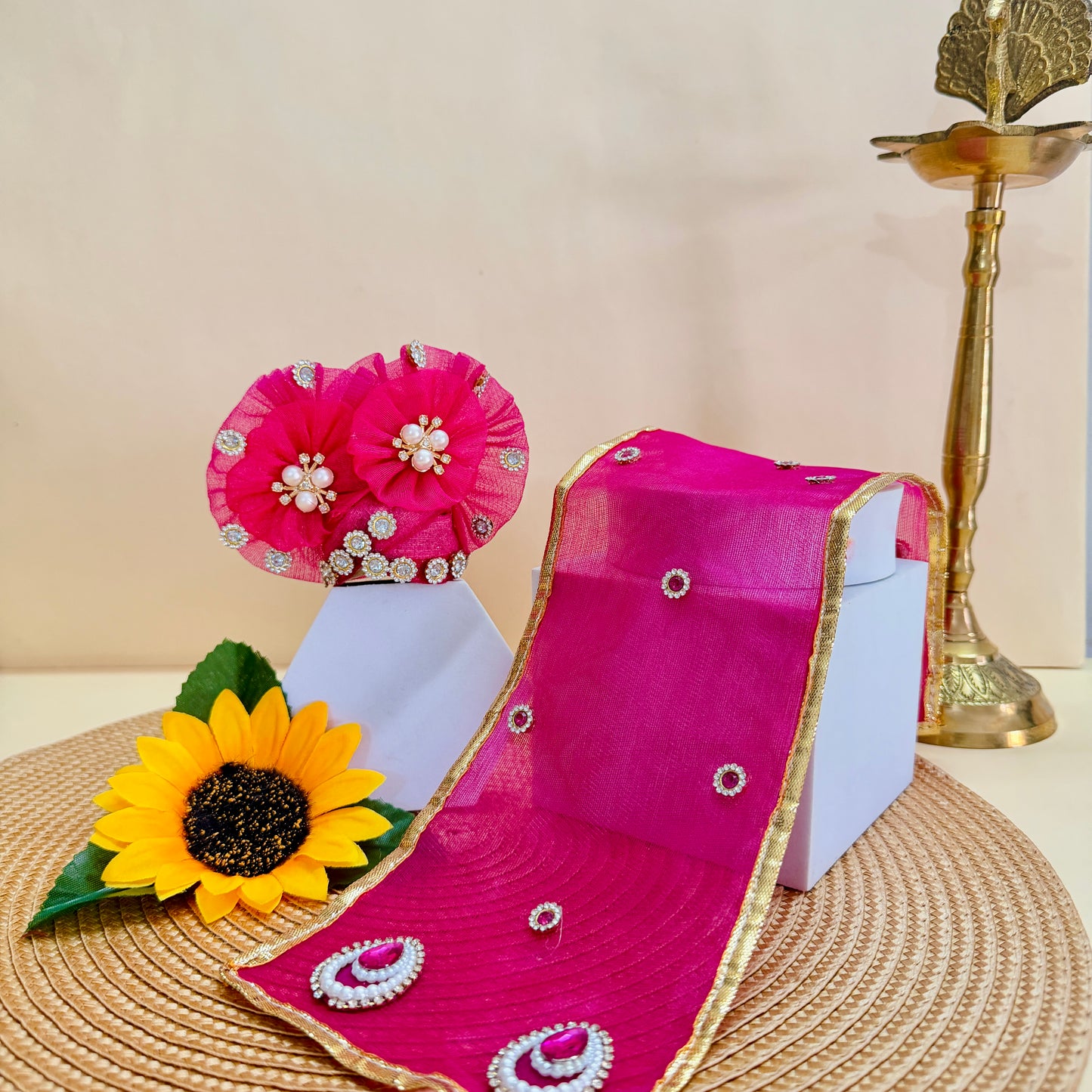 Ladoo Gopal Flower Dress with Mukut, Bansuri and a Surprise Gift