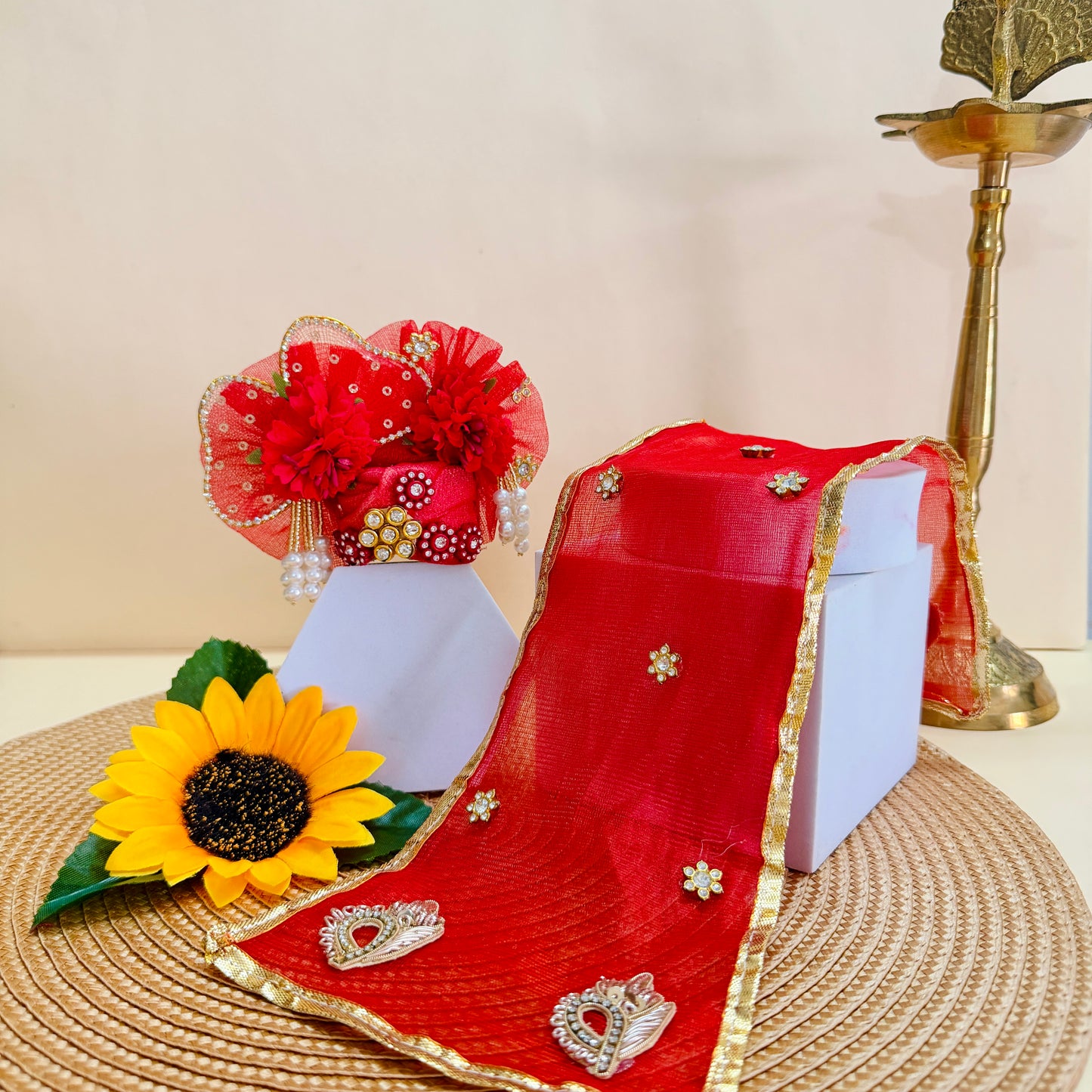 LED Light Heart Petal Kanha ji Dress with Mukut & Surprise Gift