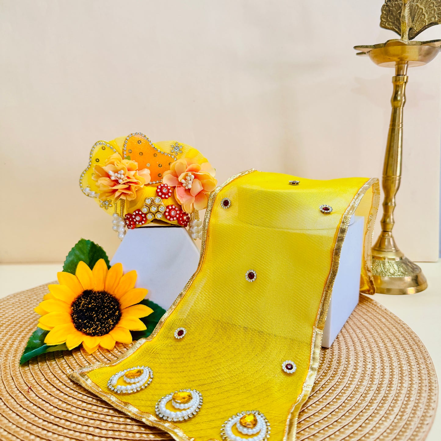 LED Light Heart Petal Krishna Dress with Mukut & Surprise Gift