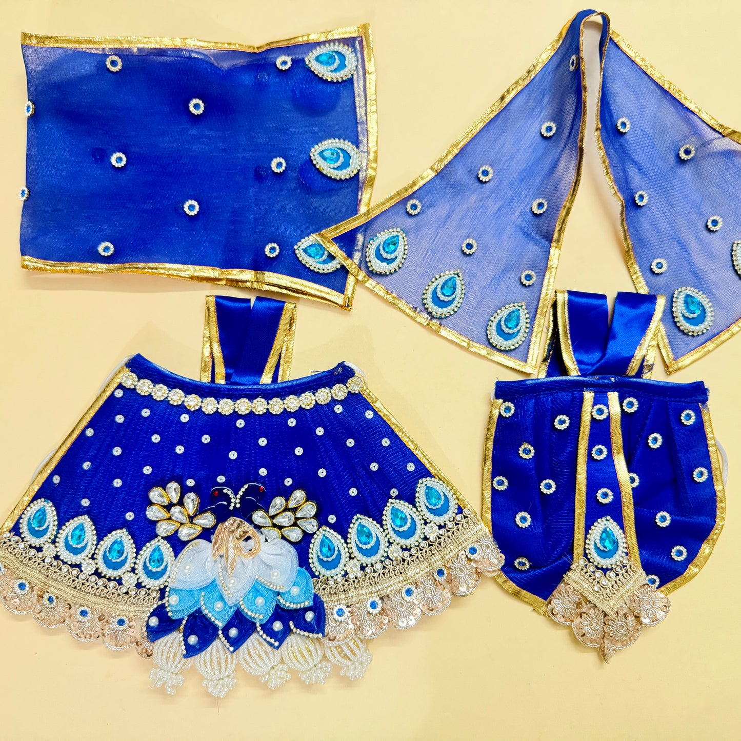Royal Blue Radha Krishna Dress | Jugal Jodi Lehenga Dhoti Set
