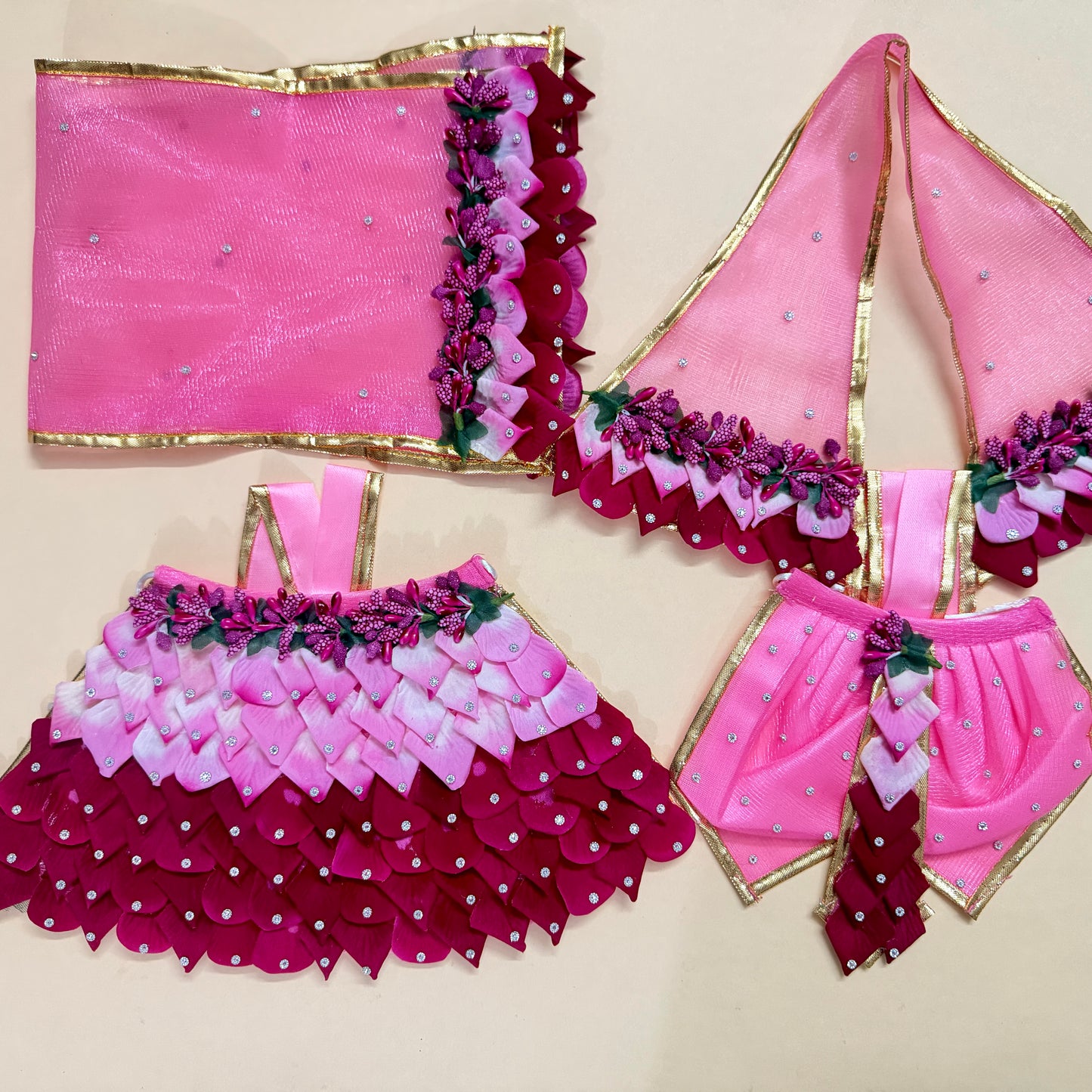 Pink Lotus Petal Radha Krishna Dress