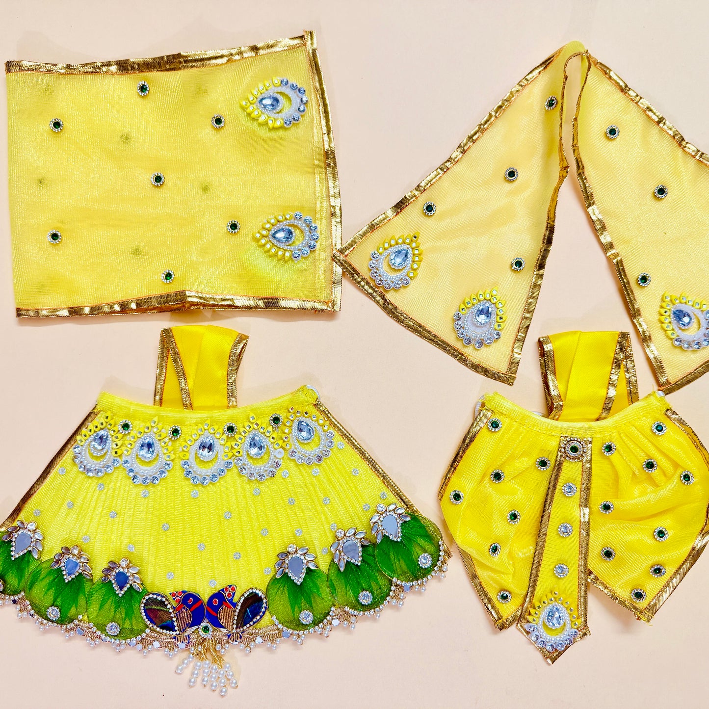 Designer Radha Krishna Jugal Jodi Yellow Dress
