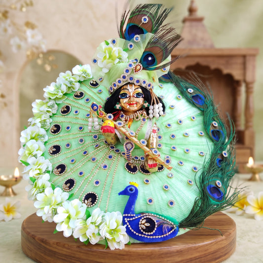 Radiant Peacock Kanhaji Dress with Mukut, Bansuri and a Surprise Gift
