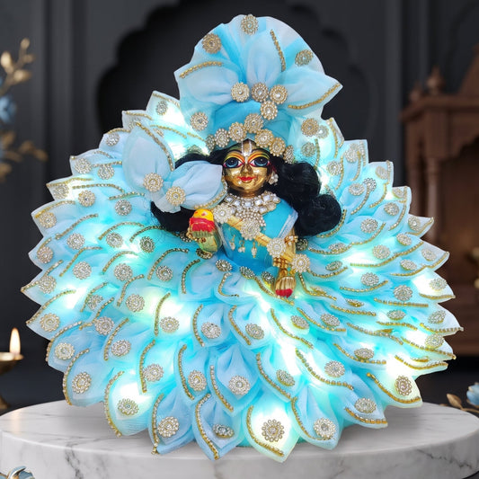 LED Light Two-in-One Fancy Little Krishna Dress with Pagdi, Bansuri and a Surprise Gift