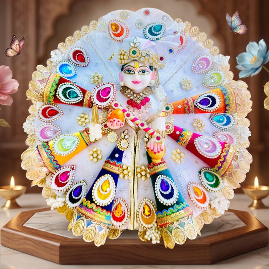 Heavy 3D Cone Laddu Gopal Dress with Mukut, Bansuri and a Surprise Gift