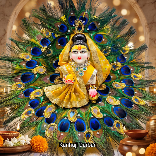 Peacock Feather Special Radha Rani Poshak with Chunri, Bansuri and a Surprise Gift