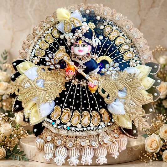 Designer Black Bal Gopal Poshak with Mukut, Bansuri & Surprise Gift