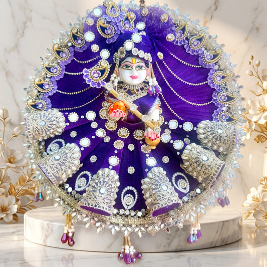 Royal Purple Laddu Gopal Cone Dress with Mukut, Bansuri & Surprise Gift