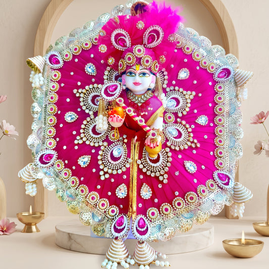 Royal Rani Pink Krishna Dress with Mukut, Bansuri and a Surprise Gift