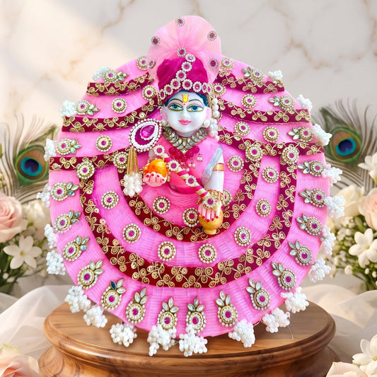 Pastel Pink Laddu Gopal Dress with Mukut, Bansuri and a Surprise Gift