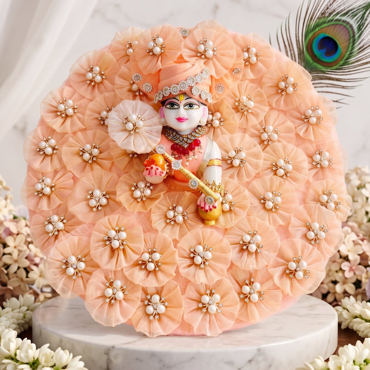 Laddu Gopal Flower Dress with Mukut, Bansuri and a Surprise Gift