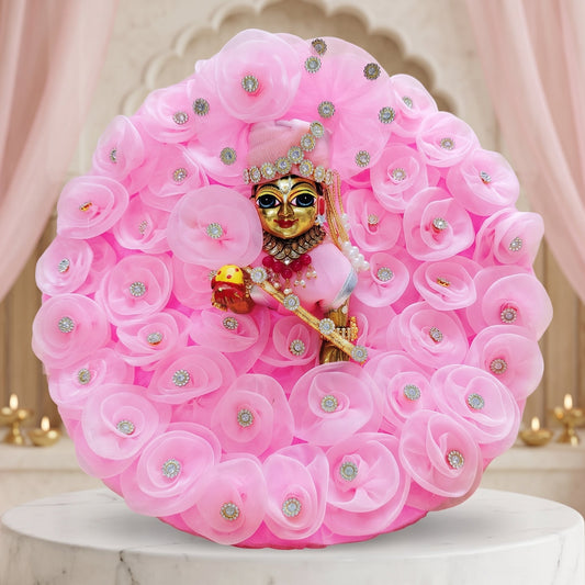 Pink Rose Flower Thakur ji Poshak with Mukut, Bansuri and a Surprise Gift