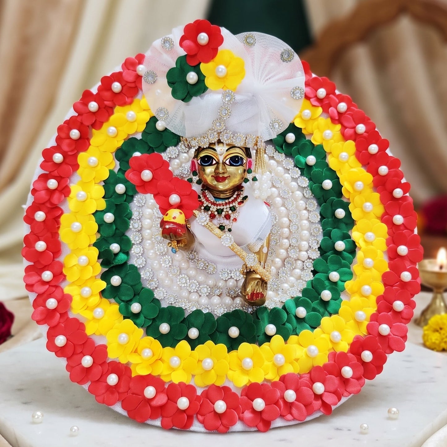 Kanha Multi Flower Dress with Pagdi, Bansuri and a Surprise Gift