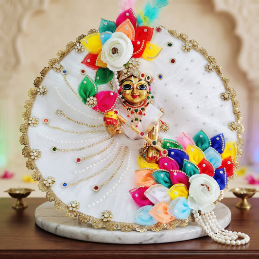 Laddu Gopal Designer Dress with Mukut, Bansuri and a Surprise Gift