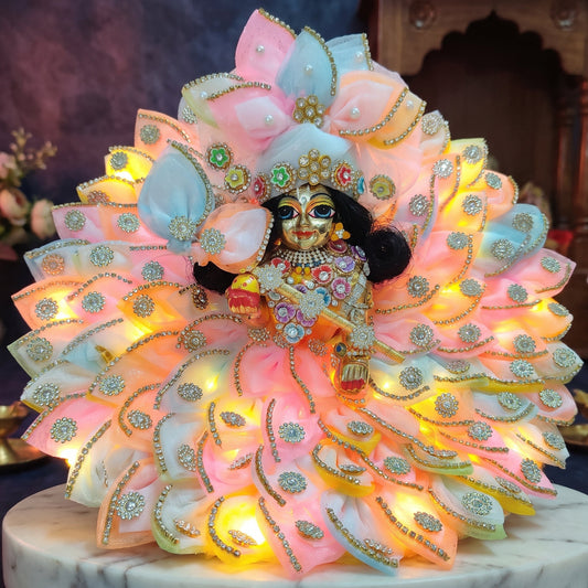 LED Light Two-in-One Fancy Krishna Dress with Mukut, Bansuri and a Surprise Gift