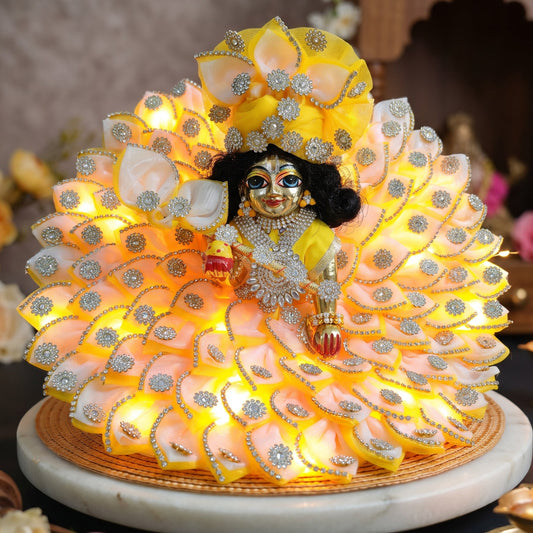 LED Light Two-in-One Fancy Laddu Gopal Dress with Pagdi, Bansuri and a Surprise Gift