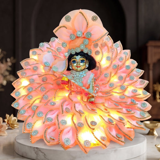 LED Light Two-in-One Fancy Laddu Gopal Dress with Pagdi, Bansuri and a Surprise Gift