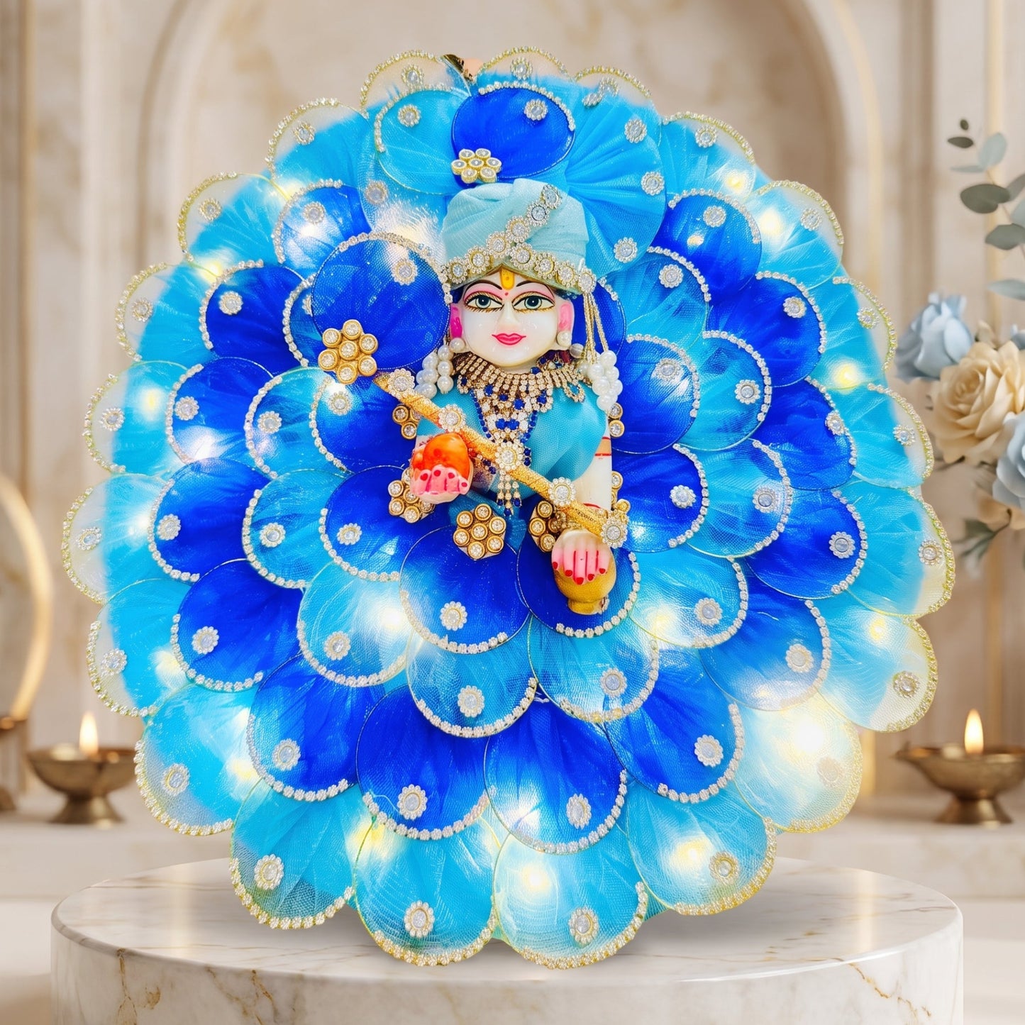 Two-in-One LED Light Krishna Dress with Mukut, Bansuri & Surprise Gift
