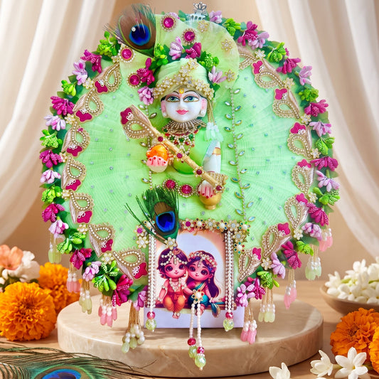 Radha Krishna Ji on Jhula Laddu Gopal Designer Dress with Mukut, Bansuri and a Surprise Gift (Copy)