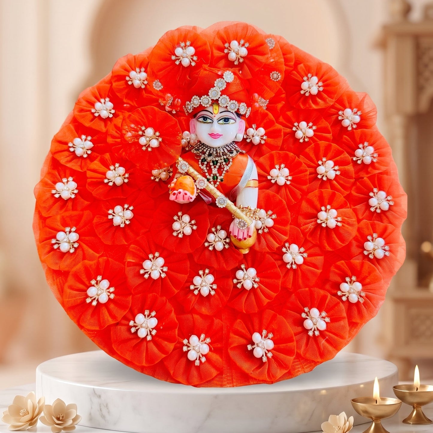 Laddu Gopal Flower Dress with Mukut, Bansuri and a Surprise Gift
