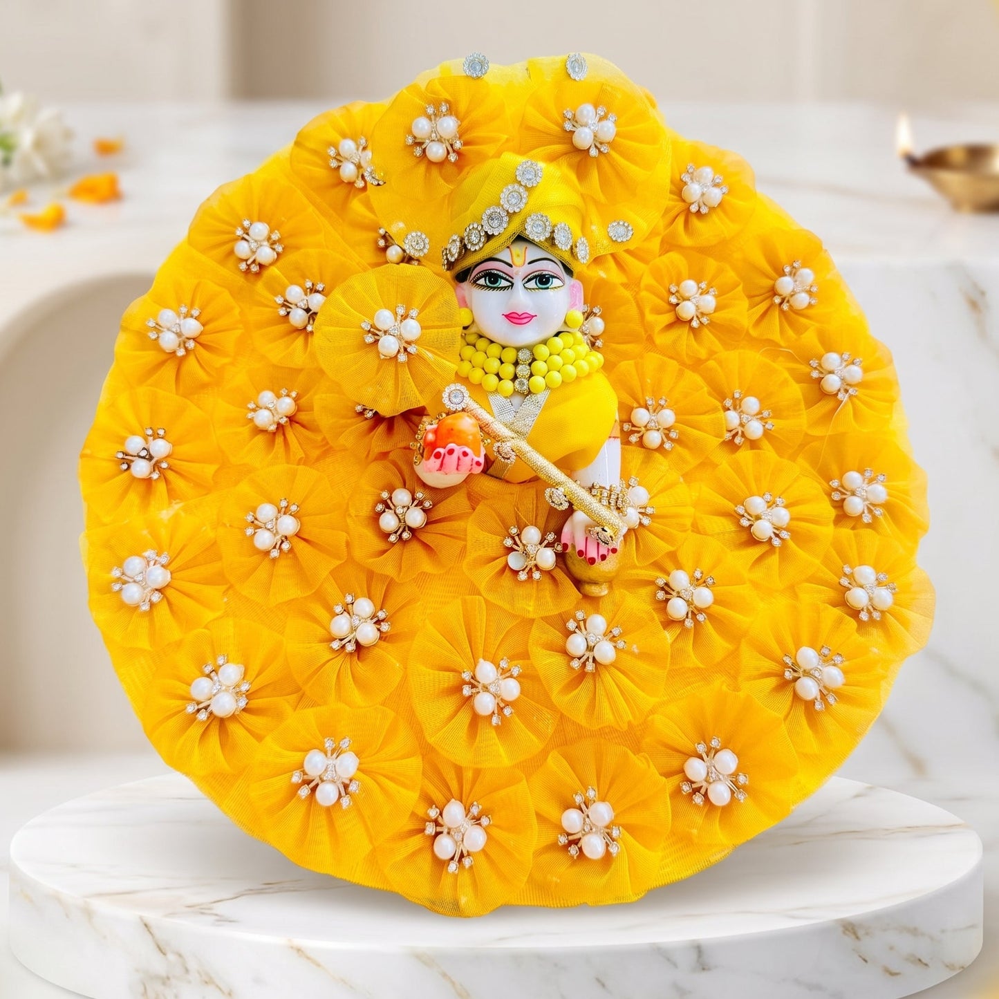 Laddu Gopal Flower Dress with Mukut, Bansuri and a Surprise Gift