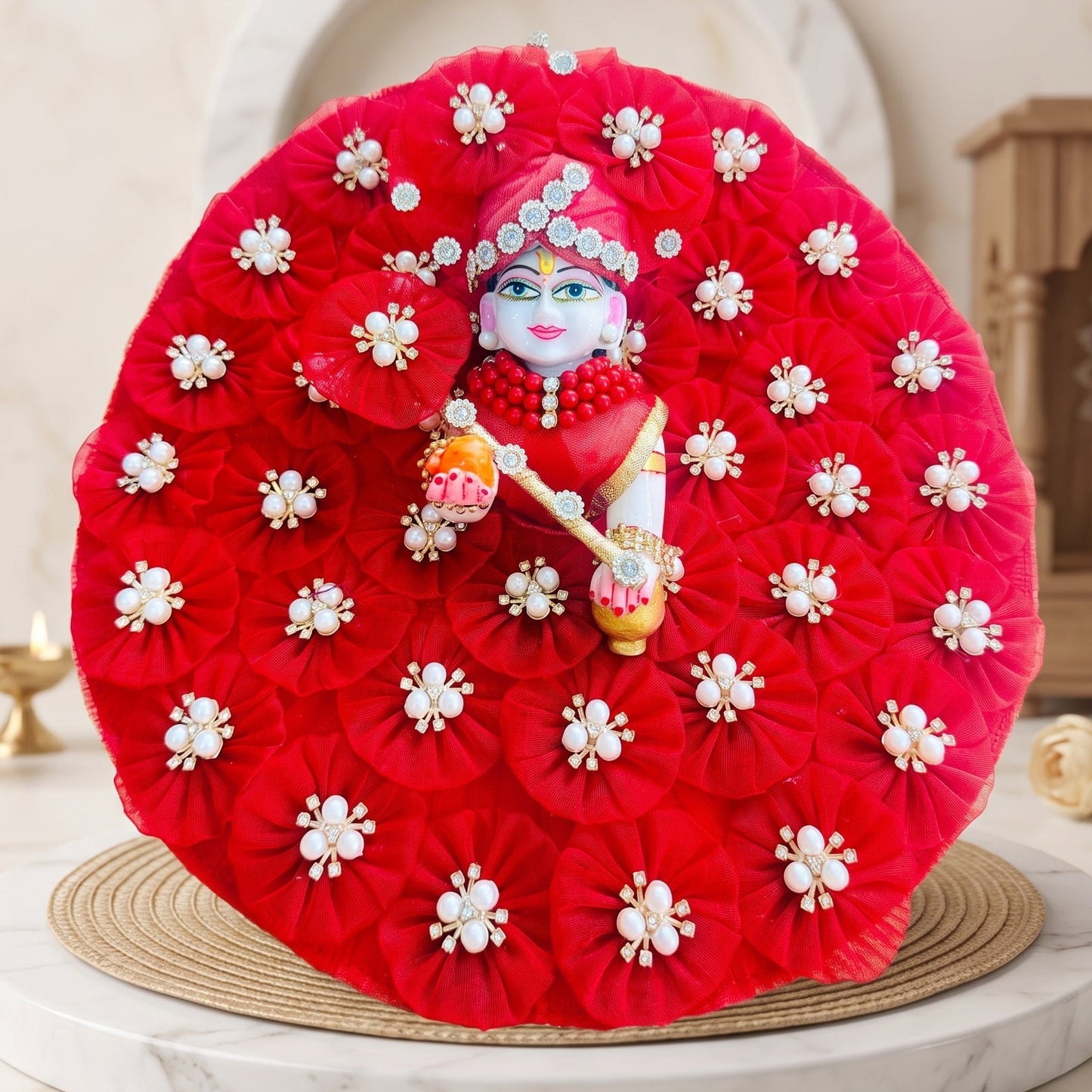 Laddu Gopal Flower Dress with Mukut, Bansuri and a Surprise Gift