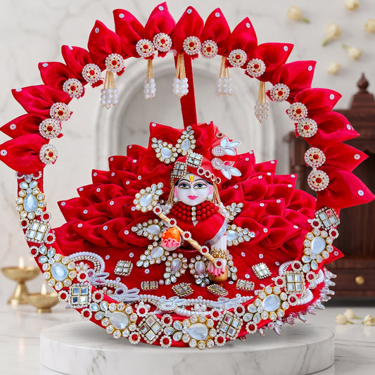 Two in One Ring Laddu Gopal Dress with Mukut, Bansuri & Surprise Gift