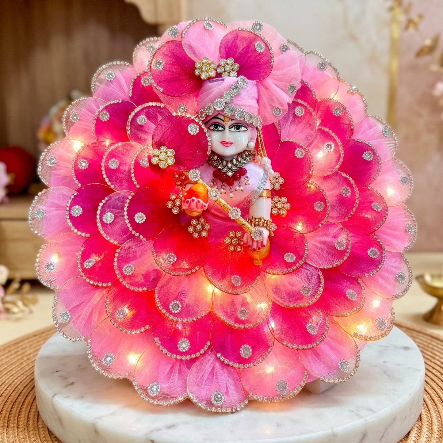 Two-in-One LED Light Krishna Dress with Mukut, Bansuri & Surprise Gift