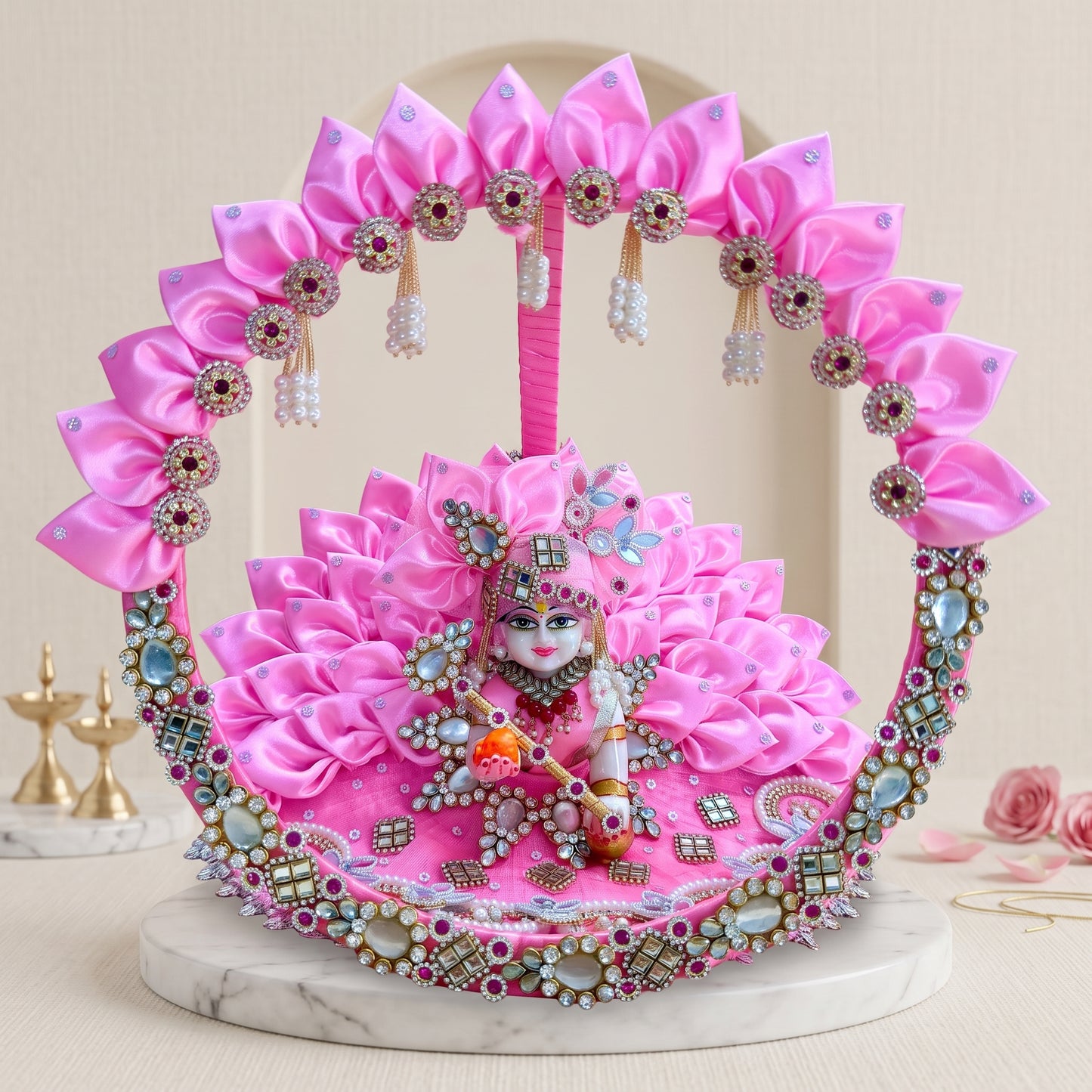 Two in One Ring Laddu Gopal Dress with Mukut, Bansuri & Surprise Gift