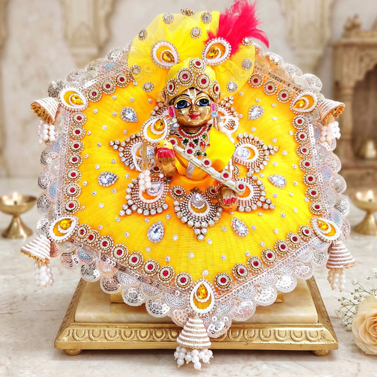 Royal Yellow Krishna Dress with Pagdi, Bansuri and a Surprise Gift
