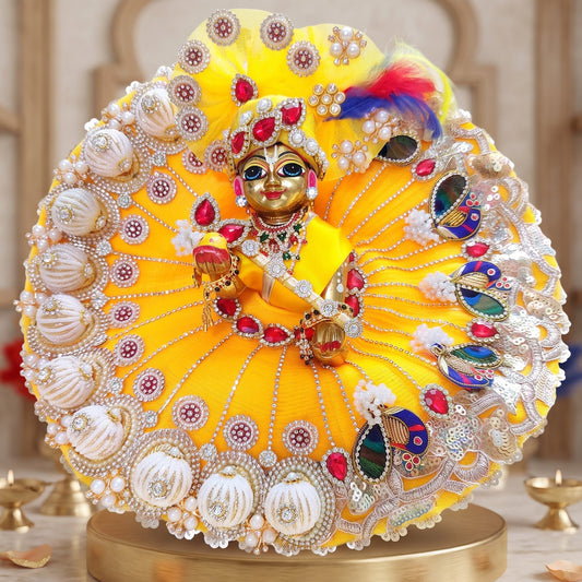 3D Pearl & Zari Peacock Bal Gopal Dress with Mukut, Bansuri and a Surprise Gift