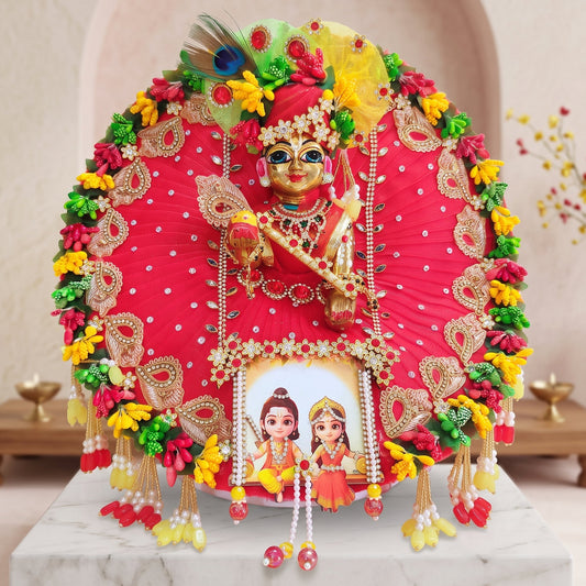 Ram-Sita Ji on Jhula Laddu Gopal Designer Dress with Mukut, Bansuri and a Surprise Gift