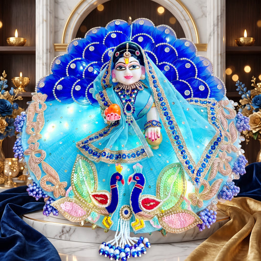 LED Light Shree Radha Designer Dress with Chunri, Bansuri & Surprise Gift