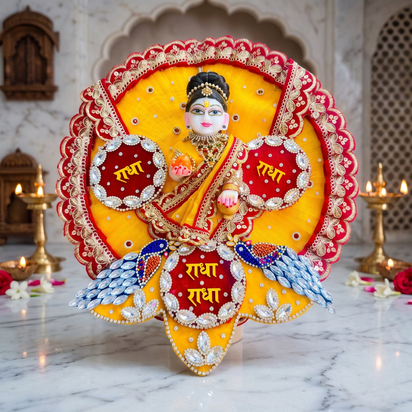 Two in One Radha Mala Detachable Bal Radha Rani Dress with Chunri, Bansuri and a Gift