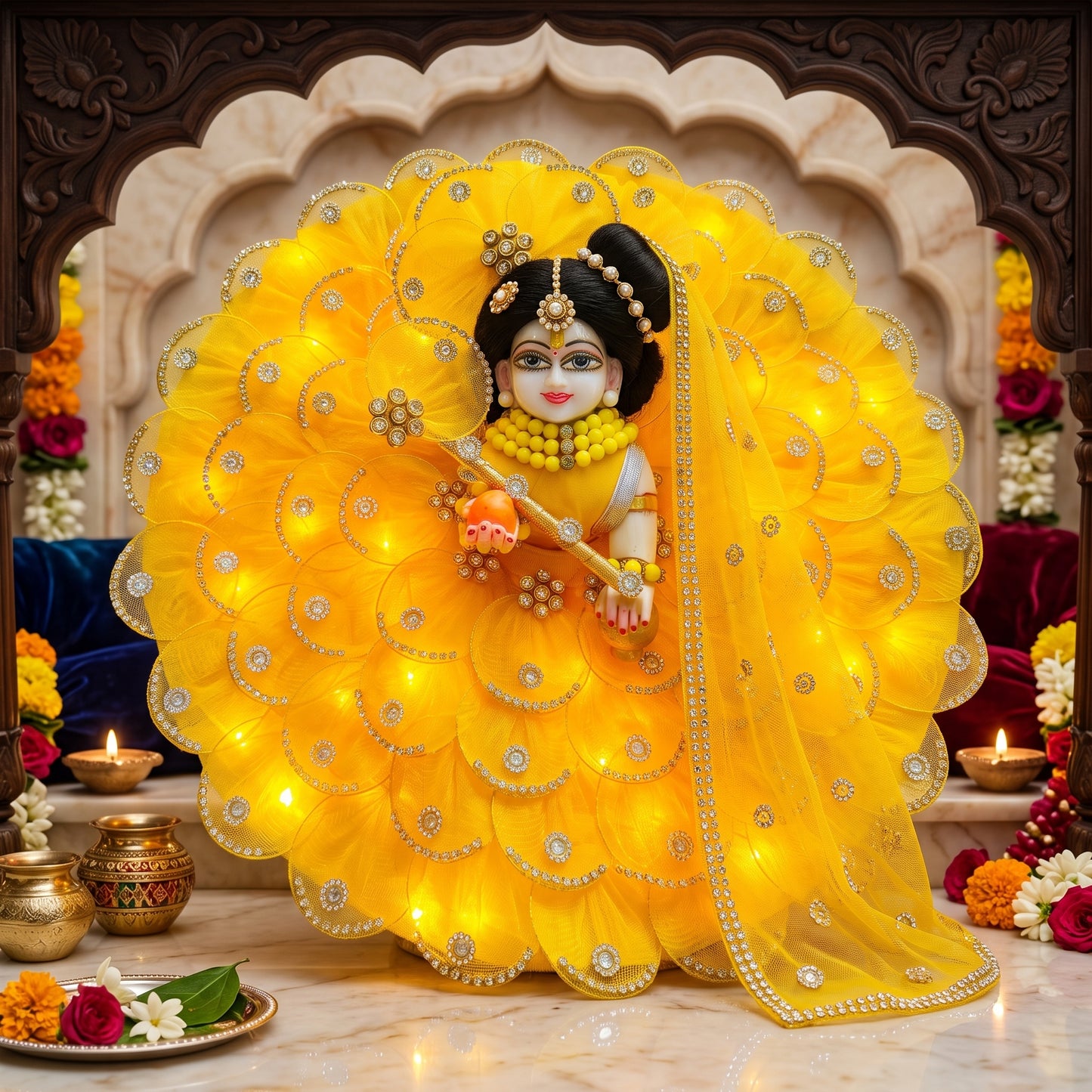 Two-in-One LED Light Radha Rani Dress with Dupatta, Bansuri & Surprise Gift