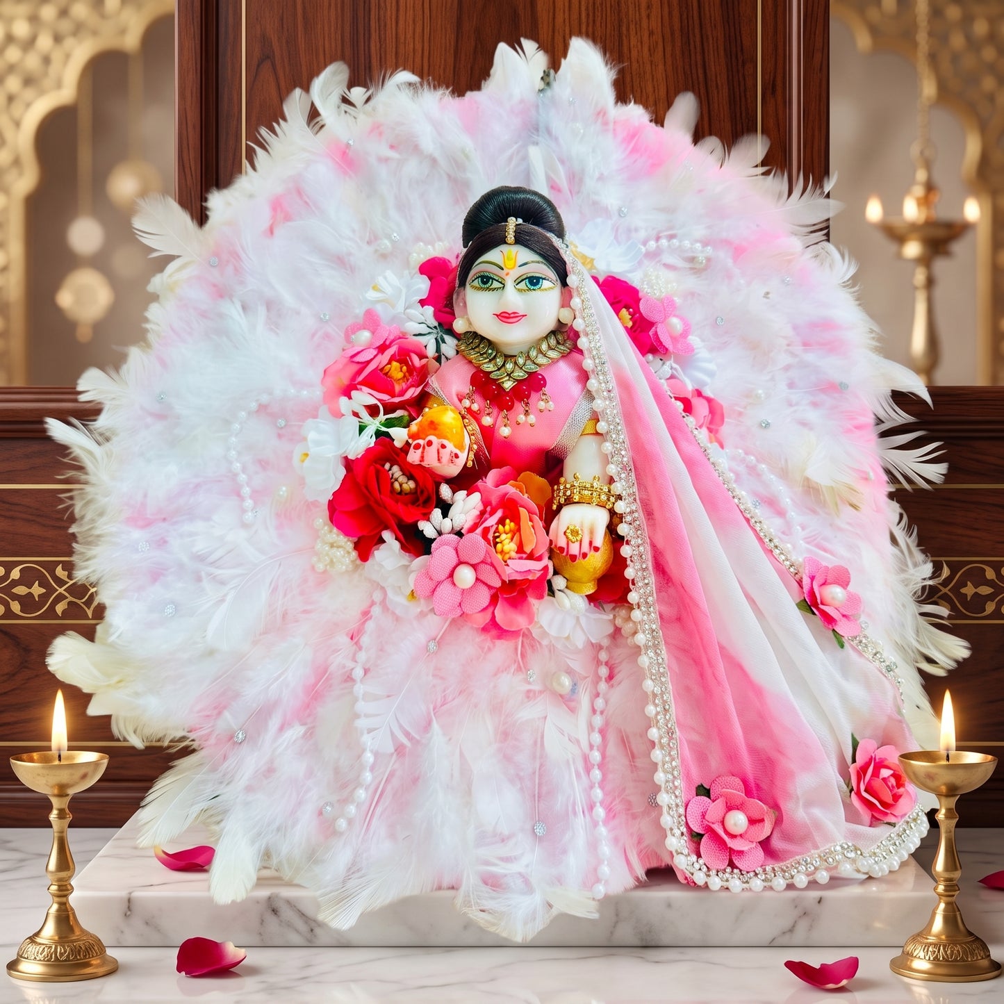 Soft White Feather Shree Radha Dress with Dupatta, Bansuri and a Surprise Gift