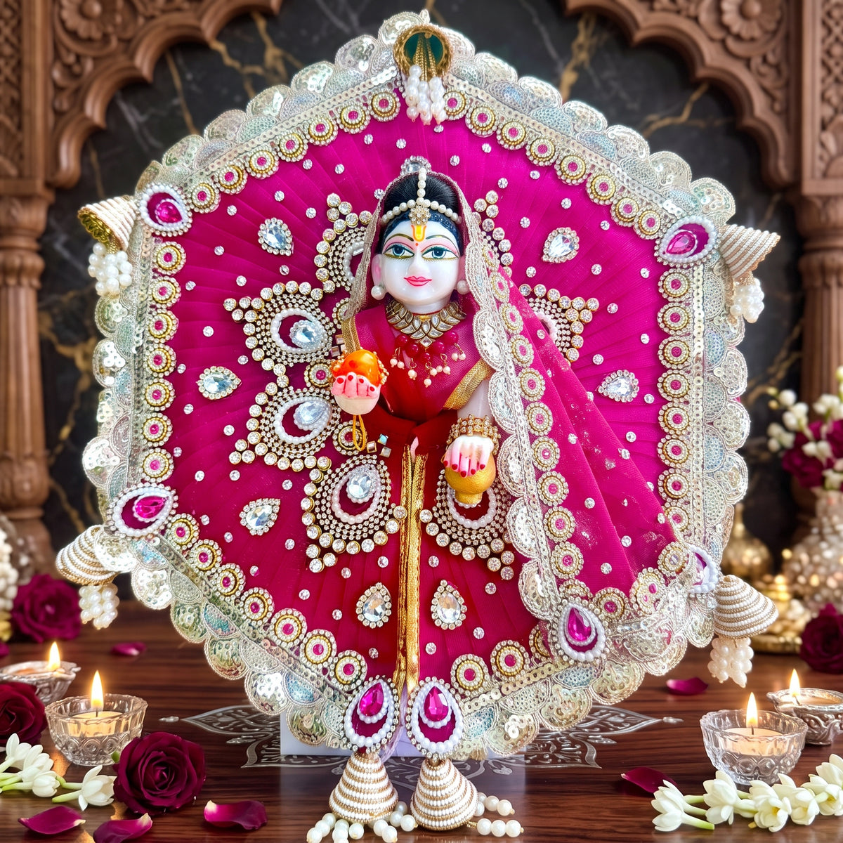 Royal Rani Pink Radha Rani Dress with Dupatta, Bansuri and a Surprise Gift