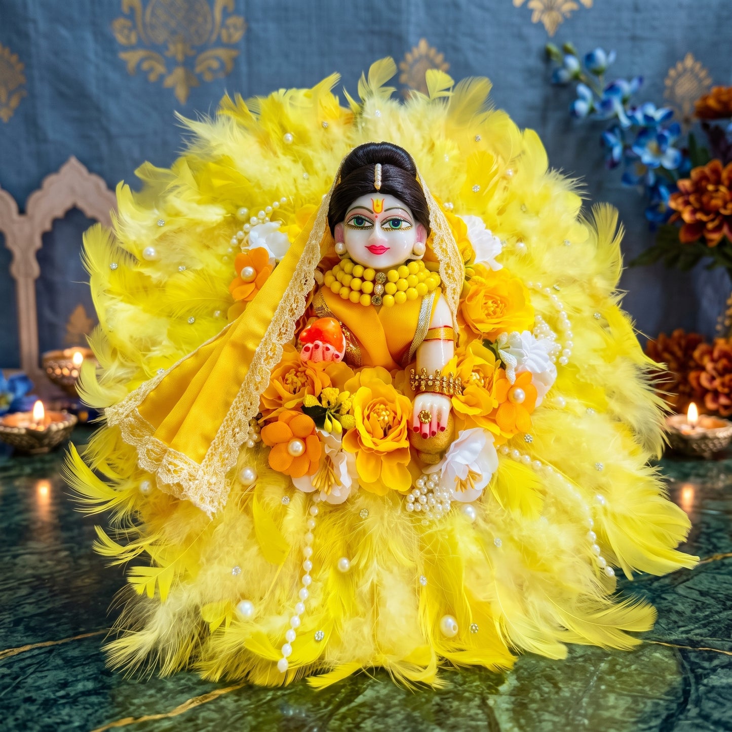 Soft White Feather Shree Radha Dress with Dupatta, Bansuri and a Surprise Gift