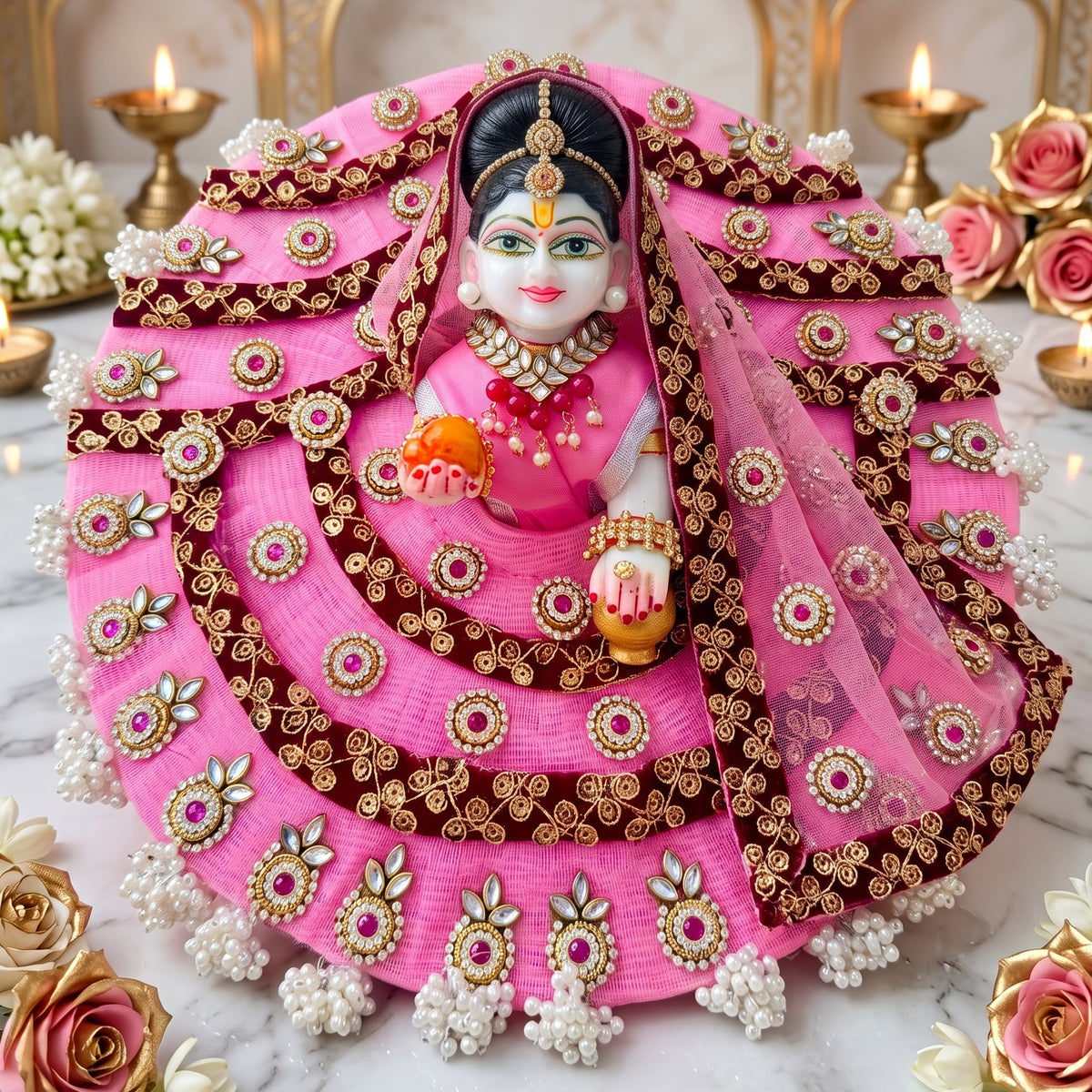 Pastel Pink Radha Rani Dress with Chunri, Bansuri and a Surprise Gift