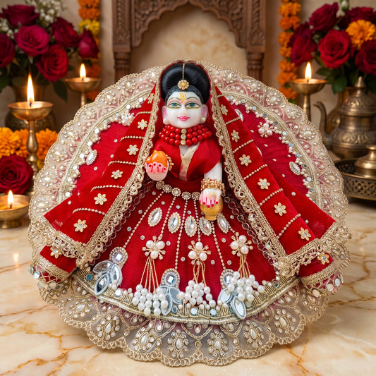 Royal Red Shree Ji Dress with Dupatta, Bansuri & Surprise Gift