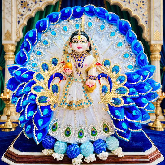 Royal Radha Rani Peacock Heavy Dress with Dupatta, Bansuri & Surprise Gift