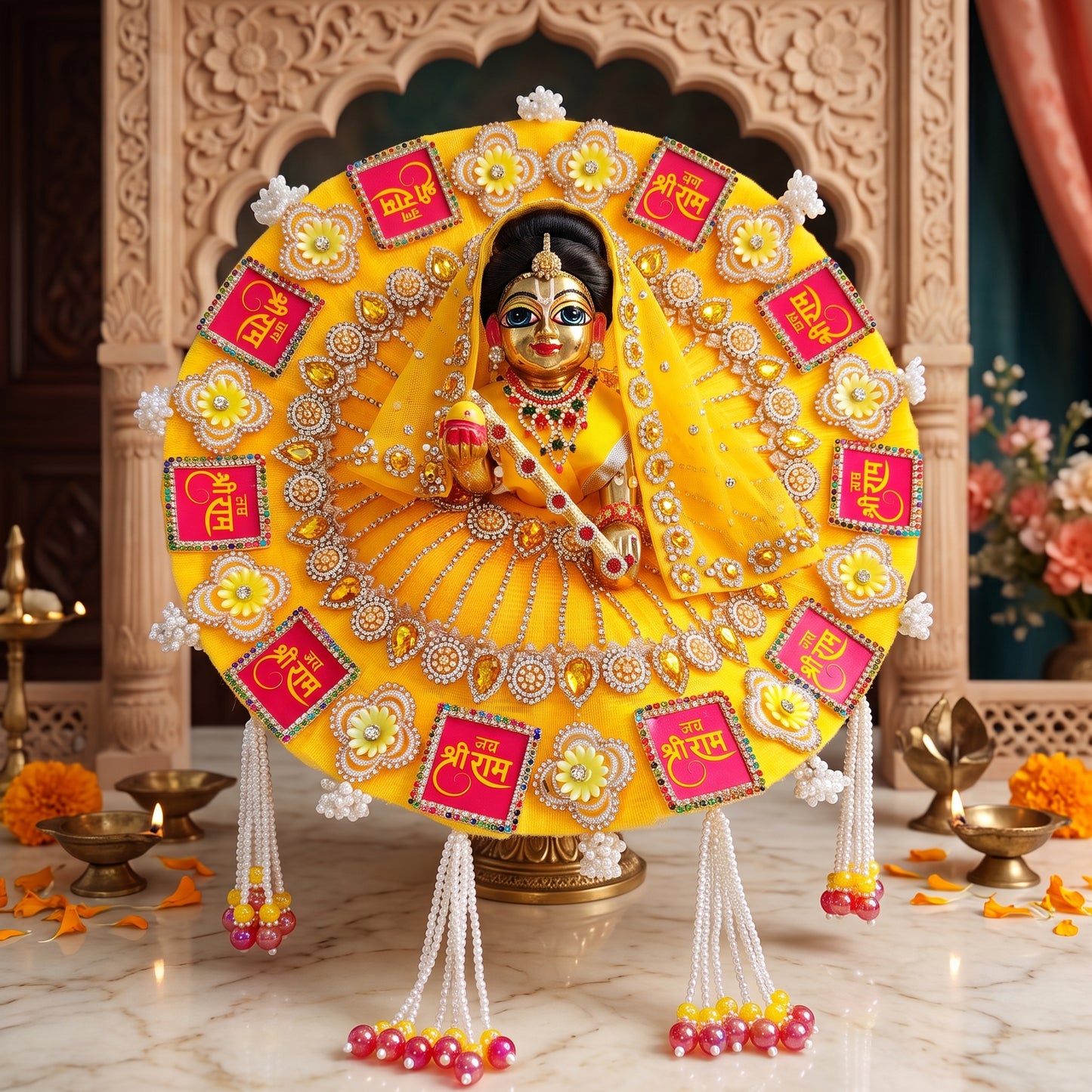 "Jai Shree Ram" Radha Rani Poshak with Dupatta, Bansuri and a Surprise Gift