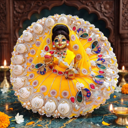 3D Pearl & Zari Peacock Radha Rani Lehenga with Dupatta, Bansuri and a Surprise Gift