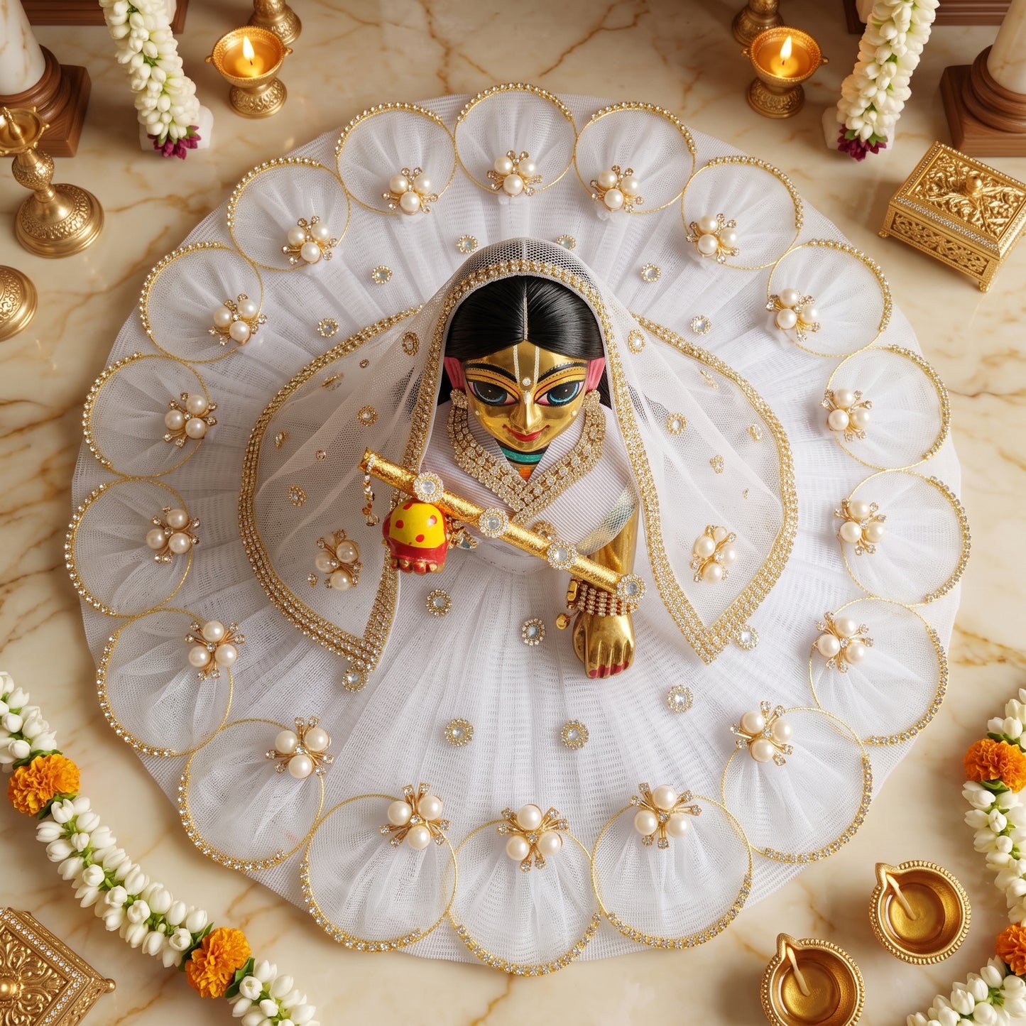 Radha Rani Petal & Pearl Dress with Dupatta, Bansuri and a Surprise Gift