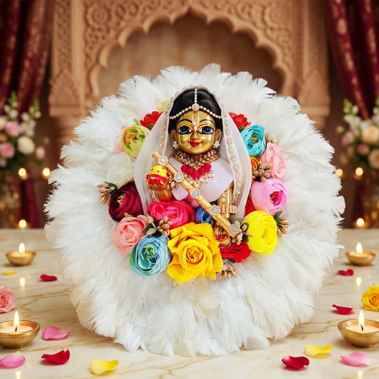 Soft White Feather Shree Radha Dress with Dupatta, Bansuri and a Surprise Gift