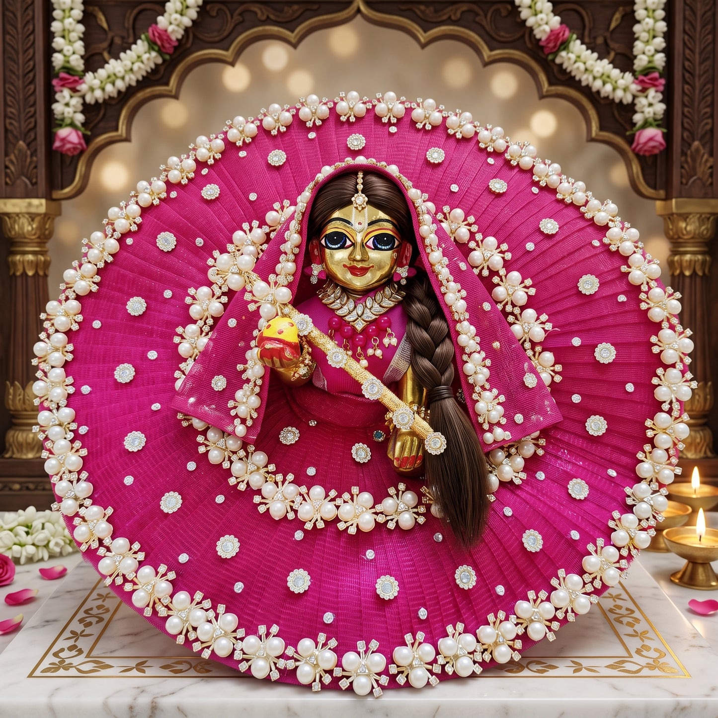 Radha Rani Pearl Lehenga with Chunri, Bansuri and a Surprise Gift